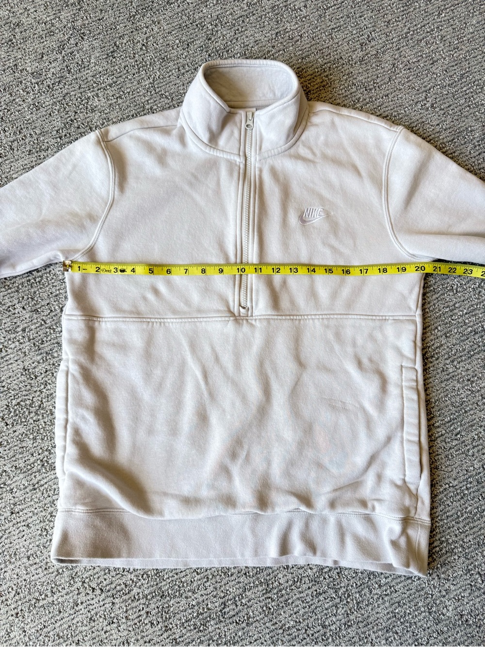 Nike Beige Quarter-Zip Pullover Sweatshirt with Pockets Size Medium - Picture 6 of 8